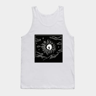 Valentines day - Romantic sun and moon in sky - Black and white Tank Top